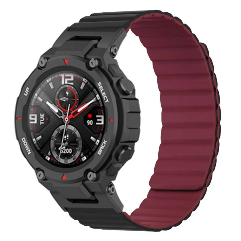 Huami Amazfit T-Rex / T-Rex Pro Flexible Watch Strap Magnetic Smartwatch Band - Black+Orange