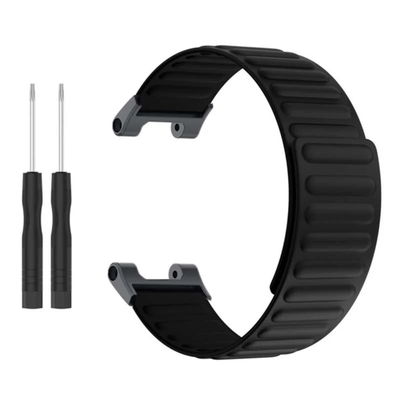Huami Amazfit T-Rex / T-Rex Pro Flexible Watch Strap Magnetic Smartwatch Band - Black+Orange