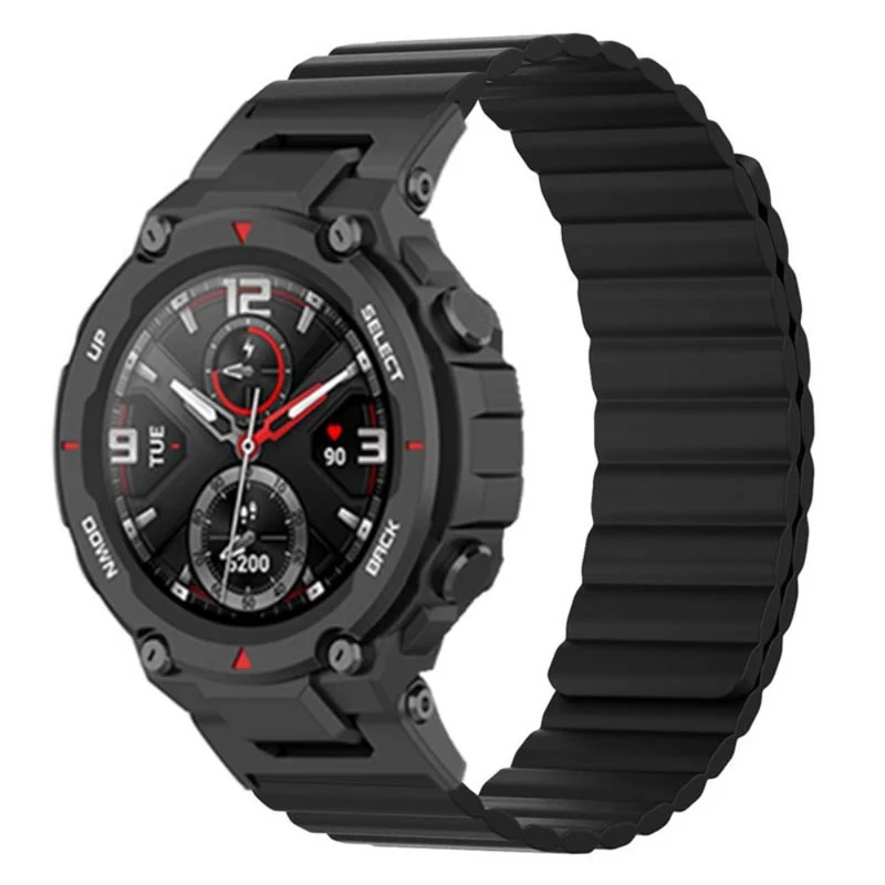 Huami Amazfit T-Rex / T-Rex Pro Flexible Watch Strap Magnetic Smartwatch Band - Black+Orange