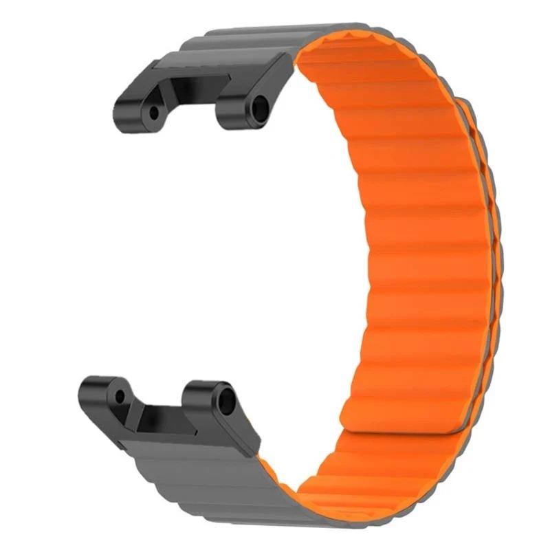 Huami Amazfit T-Rex / T-Rex Pro Flexible Watch Strap Magnetic Smartwatch Band - Black+Orange