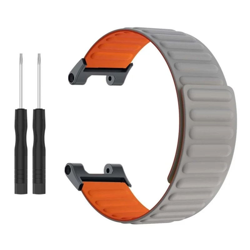 Huami Amazfit T-Rex / T-Rex Pro Flexible Watch Strap Magnetic Smartwatch Band - Black+Orange