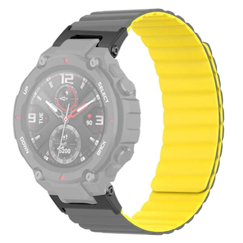 Huami Amazfit T-Rex / T-Rex Pro Flexible Watch Strap Magnetic Smartwatch Band - Black+Orange