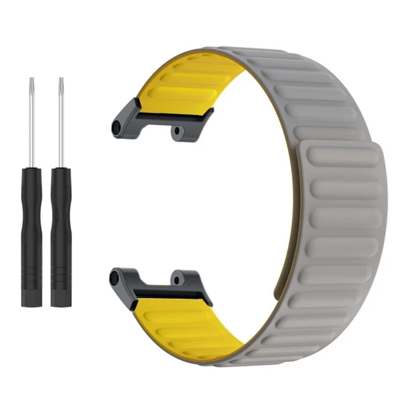 Huami Amazfit T-Rex / T-Rex Pro Flexible Watch Strap Magnetic Smartwatch Band - Black+Orange