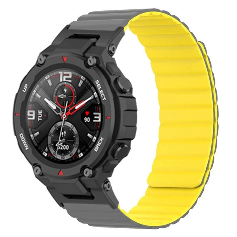 Huami Amazfit T-Rex / T-Rex Pro Flexible Watch Strap Magnetic Smartwatch Band - Black+Orange