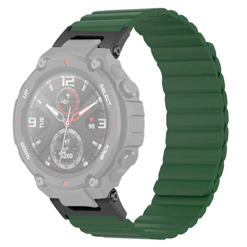 Huami Amazfit T-Rex / T-Rex Pro Flexible Watch Strap Magnetic Smartwatch Band - Black+Orange