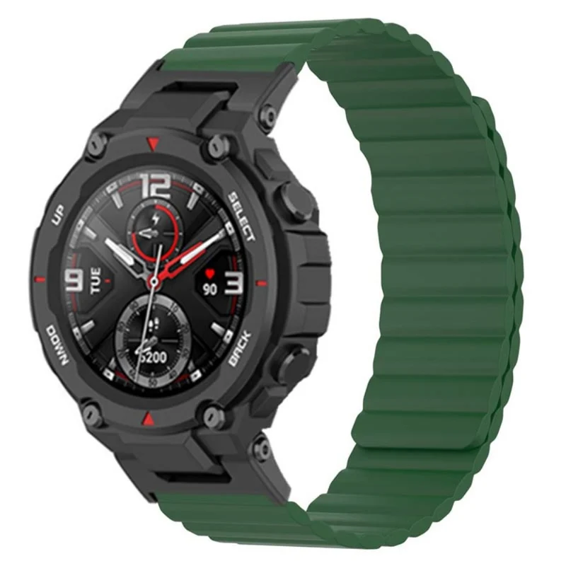 Huami Amazfit T-Rex / T-Rex Pro Flexible Watch Strap Magnetic Smartwatch Band - Black+Orange