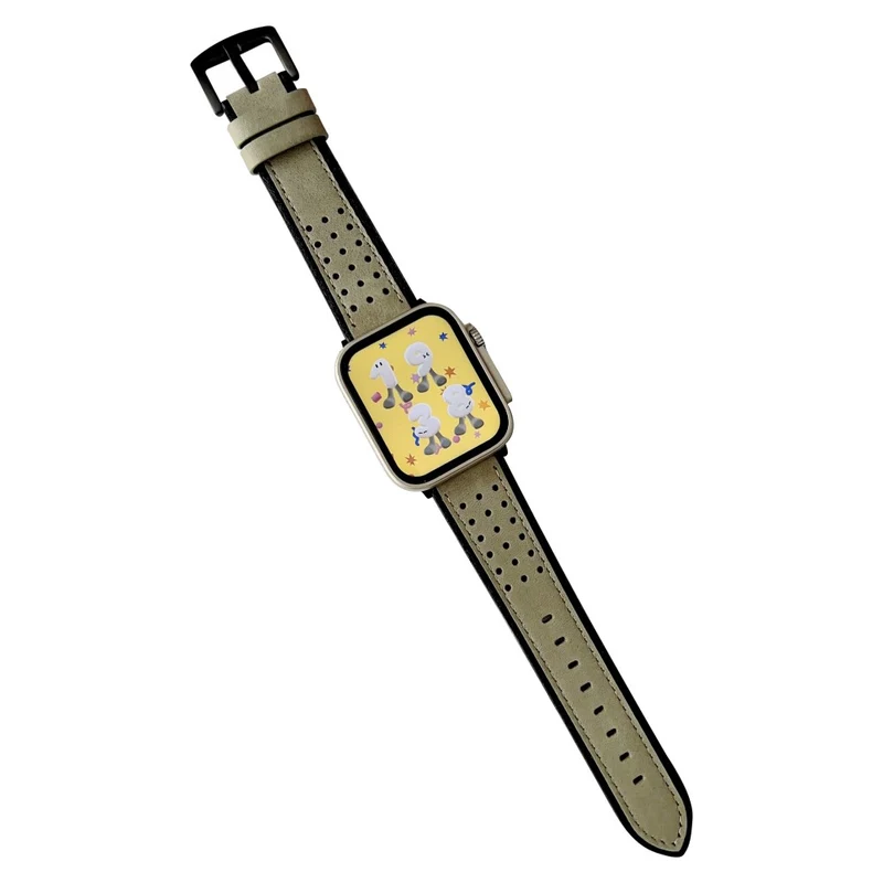 Apple Watch Series 41mm - 40mm - 38mm Universal Smart Watch Band Waxyed Top Layer Cowhide Strap