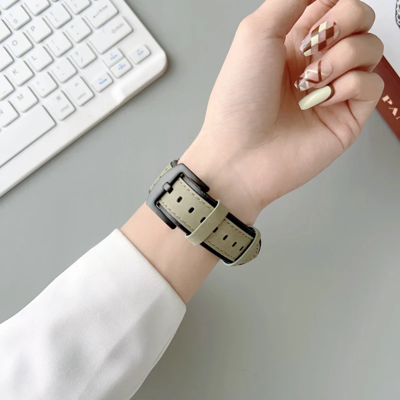 Apple Watch Series 41mm - 40mm - 38mm Universal Smart Watch Band Waxyed Top Layer Cowhide Strap