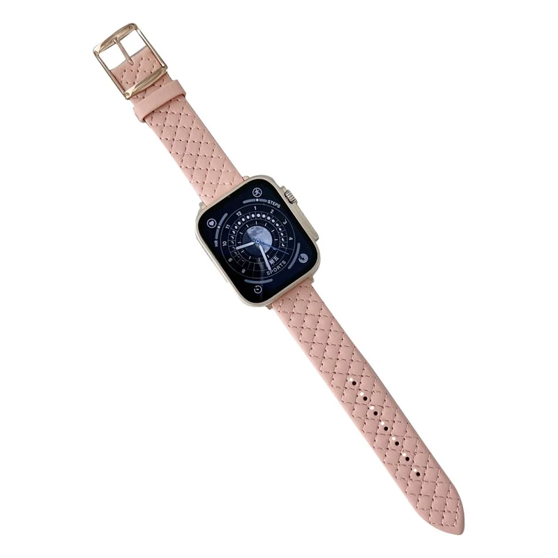 Apple Watch Series 41mm - 40mm - 38mm Universal Smart Watch Band Rhombus Grid Strap - Pearl White