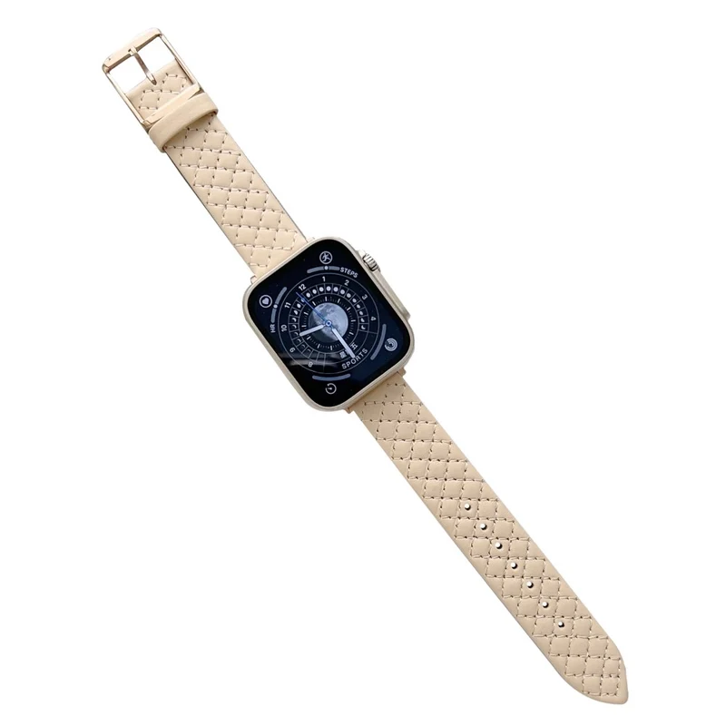 Apple Watch Series 41mm - 40mm - 38mm Universal Smart Watch Band Rhombus Grid Strap - Pearl White