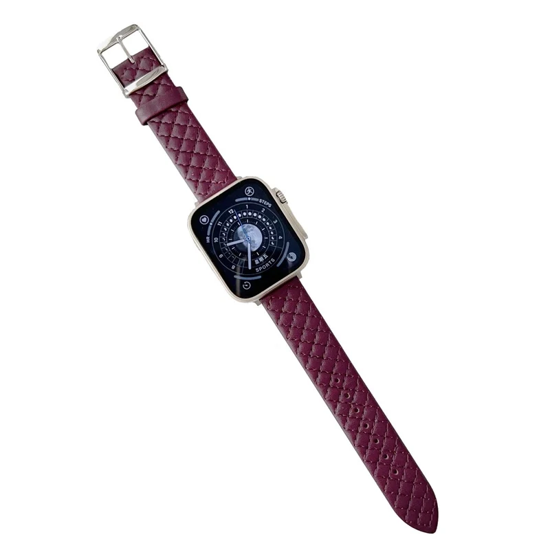 Apple Watch Series 41mm - 40mm - 38mm Universal Smart Watch Band Rhombus Grid Strap - Pearl White