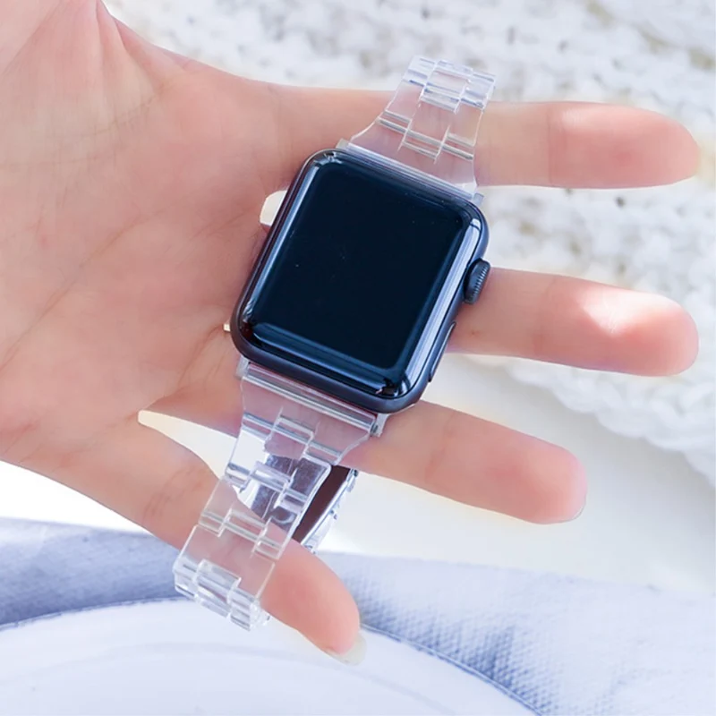 Apple Watch Series 41mm - 40mm - 38mm Universal Jelly Resin Watch Strap - Transparent White