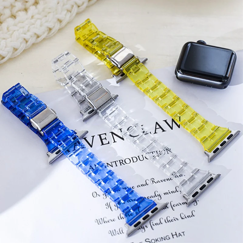 Apple Watch Series 41mm - 40mm - 38mm Universal Jelly Resin Watch Strap - Transparent White