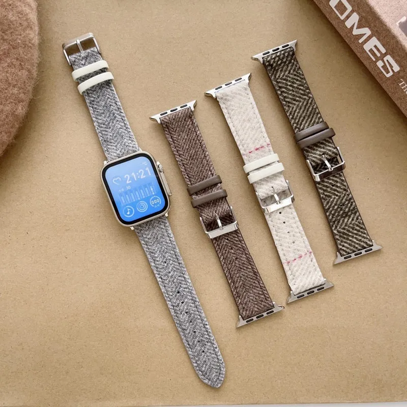 Apple Watch Series 41mm - 40mm - 38mm Universal Winter Furry Nylon Watch Strap