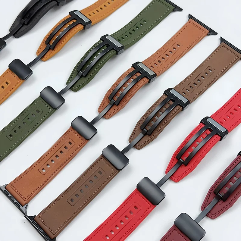 Apple Watch Series 41mm - 40mm - 38mm Universal Leather Coated Flexible Watch Strap