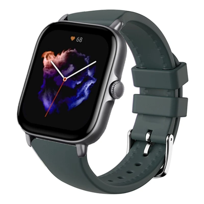 Huami Amazfit GTS 4 / 3 / 2 / Mini / Bip U 20mm Smart Watch Strap Pin Buckle Flexible Band - Dark Grey