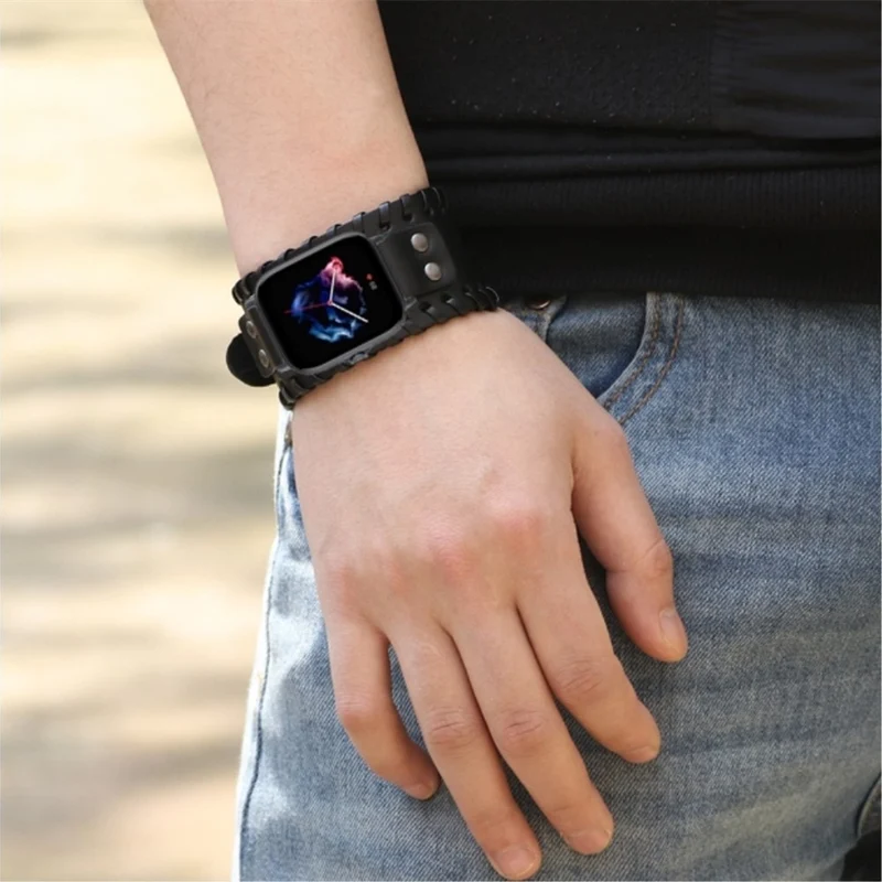 Huami Amazfit GTS 4 / 3 / 2 / 2 mini / Bip Watch Band Rivet Punk Style 20mm Cowhide Leather Bracelet Strap