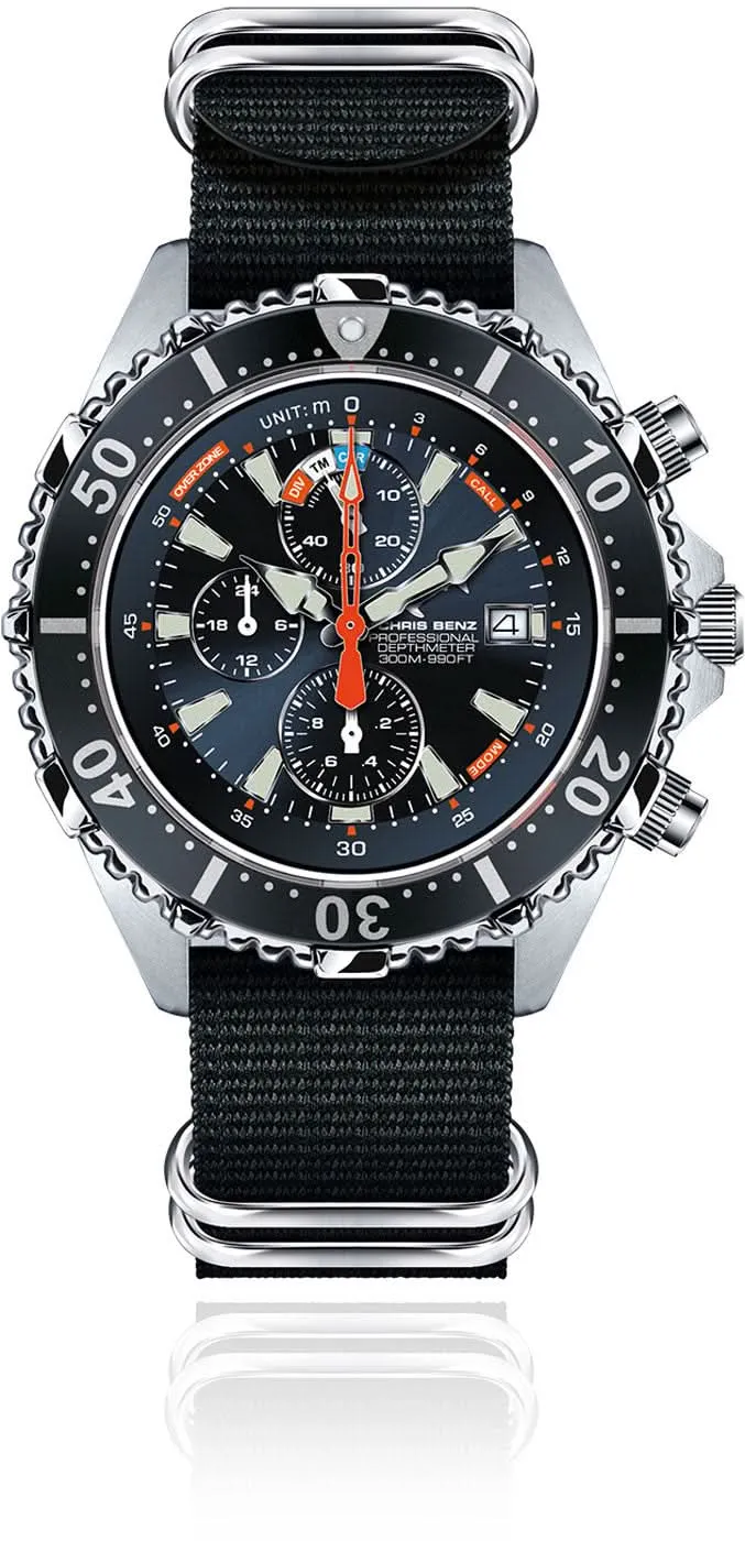 Chris Benz Depthmeter Chronograph 300M CB-C300X-NB-NBS Herrenuhr • 300m Wasserdicht • Saphirglas