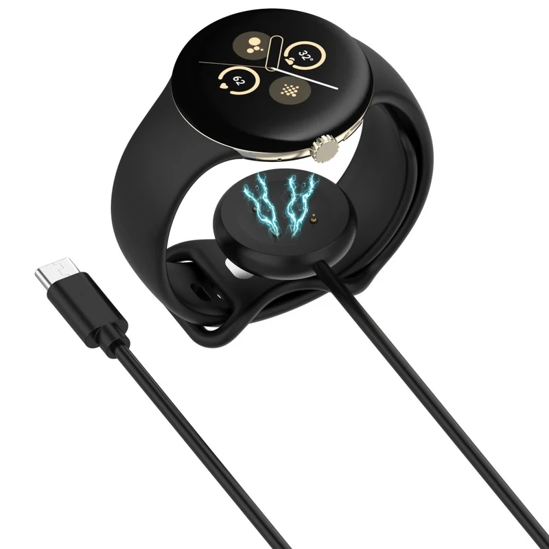 100cm Portable Charging Dock Google Pixel Watch 2 Charger Magnetic Charging Cable - Black / Type-C Interface / Type-C Interface