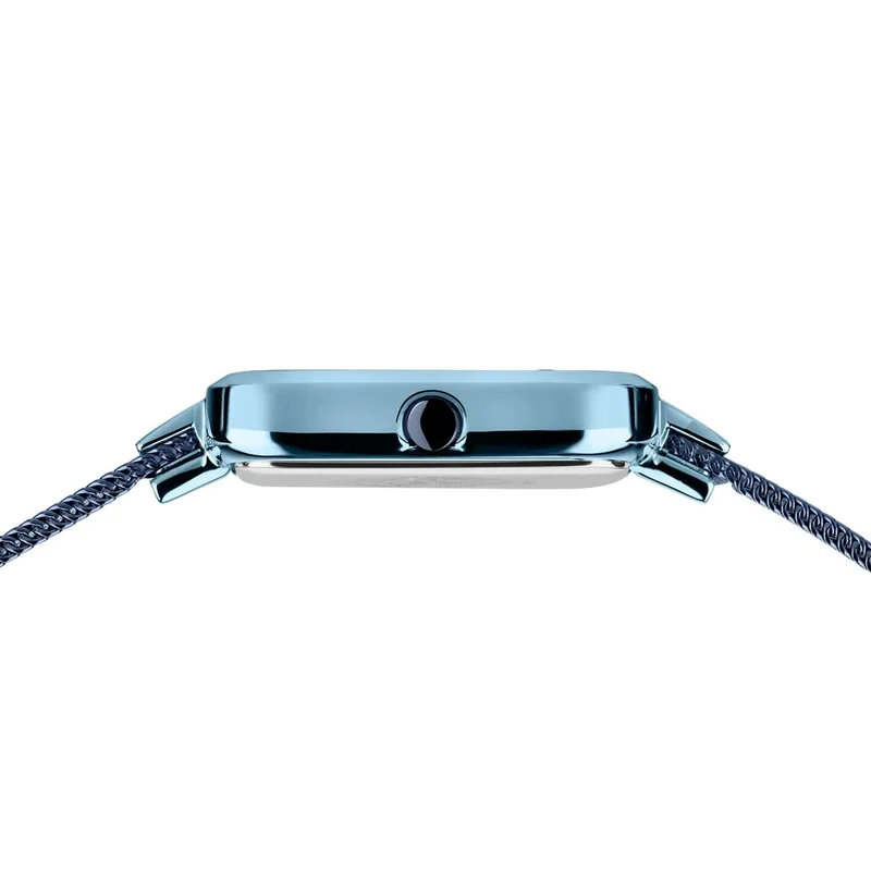Bering Petite Square 14520-398 Damenuhr • Kratzfestes Saphirglas • Blaues Milanaise-Armband