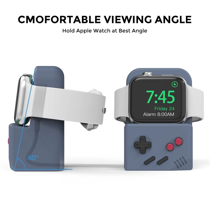 AHASTYLE JY14 Apple Watch Series Watch Charger Holder Silicone Smart Watch Charger Stand (without Charger) - Midnight Blue
