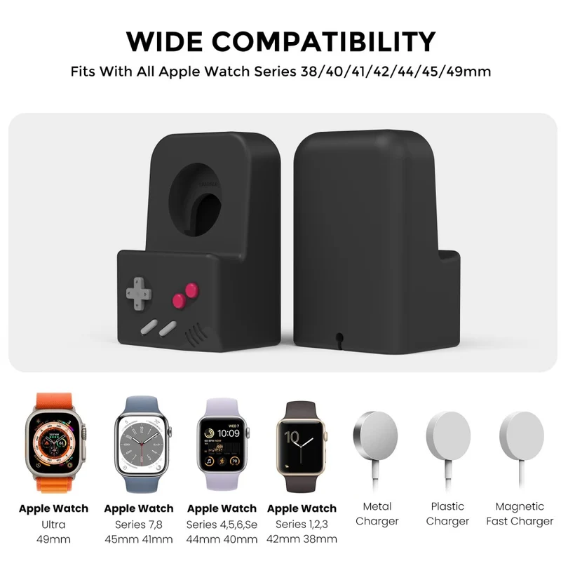 AHASTYLE JY14 Apple Watch Series Watch Charger Holder Silicone Smart Watch Charger Stand (without Charger)
