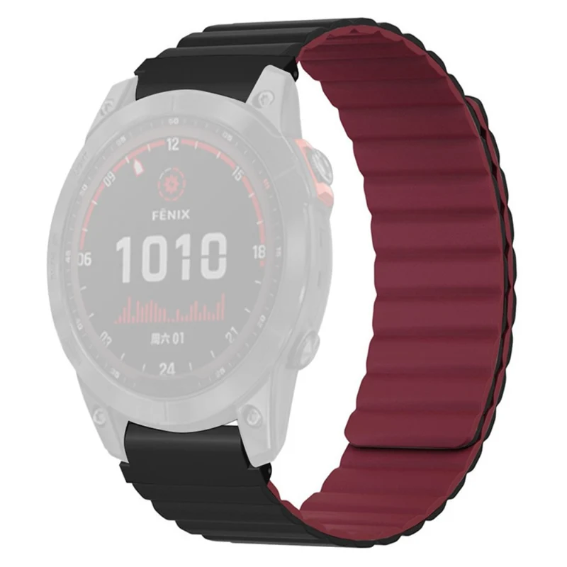 Huami Amazfit Falcon / Garmin Fenix 7 / 6 / 5 Magnetic Watch Band Flexible Replacement Strap with 22mm Bump Resistant Connector - Grey+Yellow
