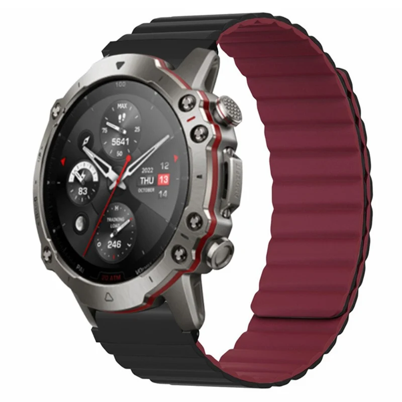 Huami Amazfit Falcon / Garmin Fenix 7 / 6 / 5 Magnetic Watch Band Flexible Replacement Strap with 22mm Bump Resistant Connector - Grey+Yellow