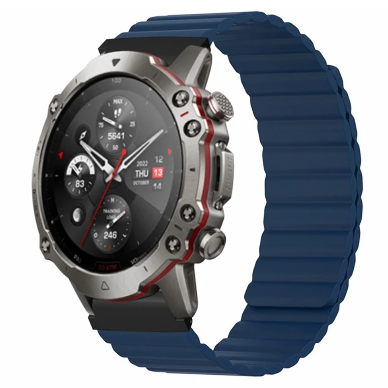 Huami Amazfit Falcon / Garmin Fenix 7 / 6 / 5 Magnetic Watch Band Flexible Replacement Strap with 22mm Bump Resistant Connector - Grey+Yellow