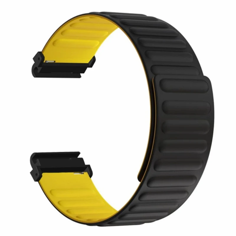 Huami Amazfit Falcon / Garmin Fenix 7 / 6 / 5 Magnetic Watch Band Flexible Replacement Strap with 22mm Bump Resistant Connector - Grey+Yellow