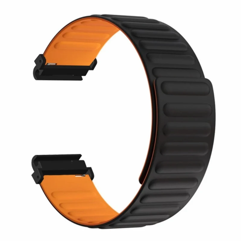 Huami Amazfit Falcon / Garmin Fenix 7 / 6 / 5 Magnetic Watch Band Flexible Replacement Strap with 22mm Bump Resistant Connector - Grey+Yellow