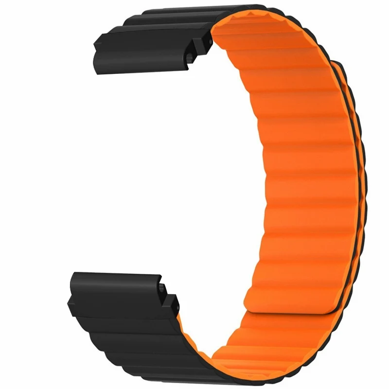 Huami Amazfit Falcon / Garmin Fenix 7 / 6 / 5 Magnetic Watch Band Flexible Replacement Strap with 22mm Bump Resistant Connector - Grey+Yellow
