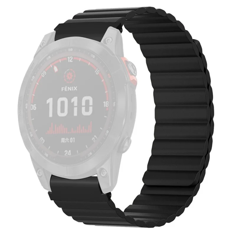 Huami Amazfit Falcon / Garmin Fenix 7 / 6 / 5 Magnetic Watch Band Flexible Replacement Strap with 22mm Bump Resistant Connector - Grey+Yellow