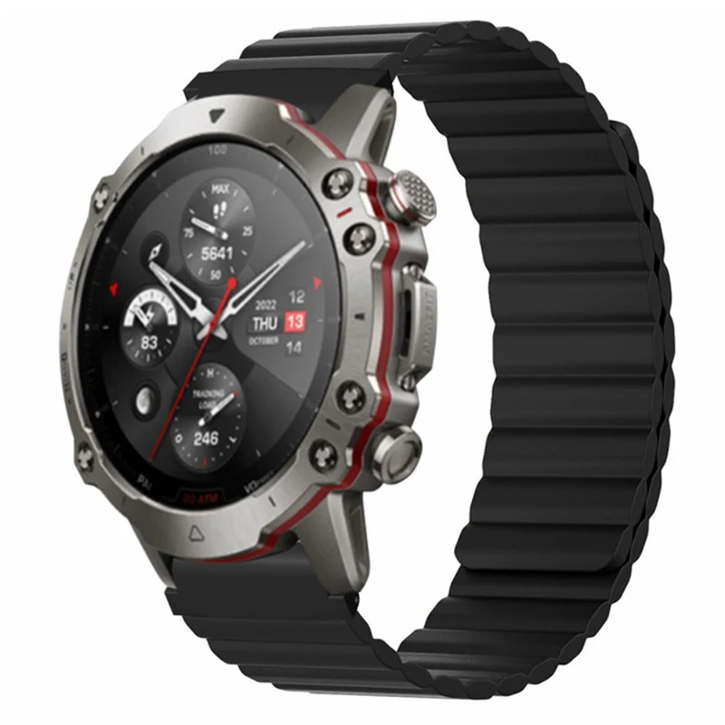 Huami Amazfit Falcon / Garmin Fenix 7 / 6 / 5 Magnetic Watch Band Flexible Replacement Strap with 22mm Bump Resistant Connector - Grey+Yellow