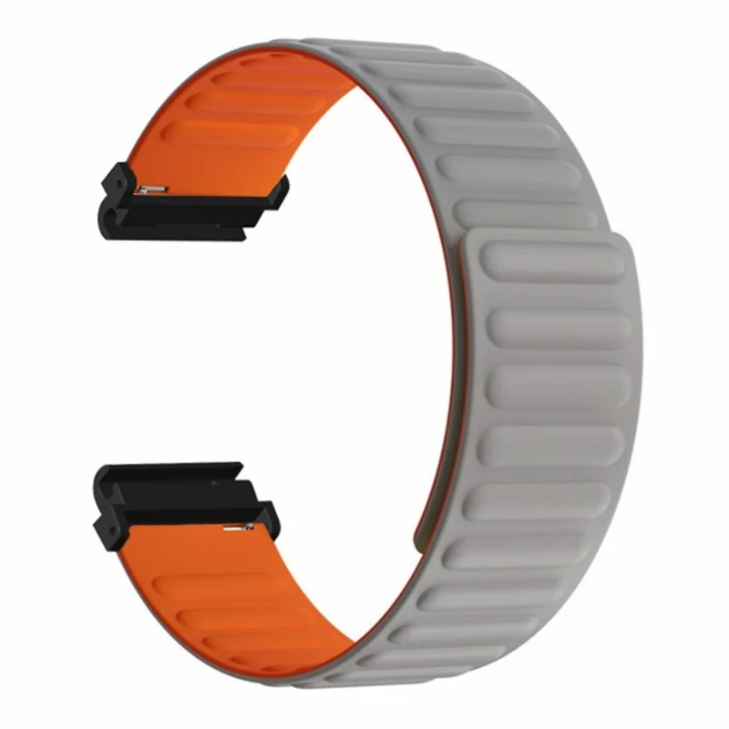 Huami Amazfit Falcon / Garmin Fenix 7 / 6 / 5 Magnetic Watch Band Flexible Replacement Strap with 22mm Bump Resistant Connector - Grey+Yellow