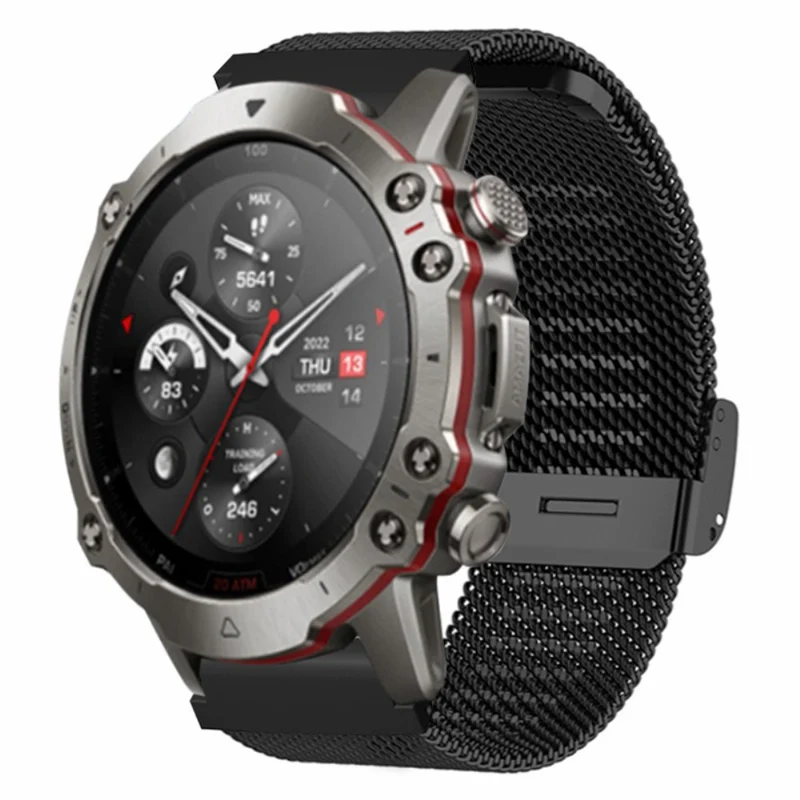 Huami Amazfit Falcon / Garmin Fenix 7 / 6 / 5 Watch Strap Milanese Mesh Band with 22mm Bump Resistant Connector