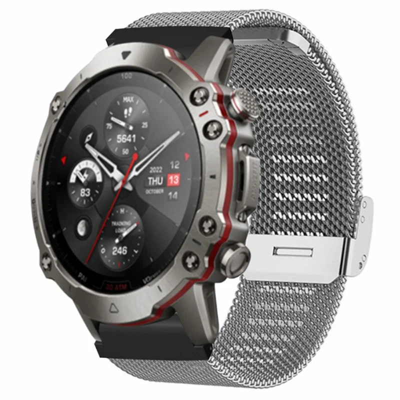 Huami Amazfit Falcon / Garmin Fenix 7 / 6 / 5 Watch Strap Milanese Mesh Band with 22mm Bump Resistant Connector