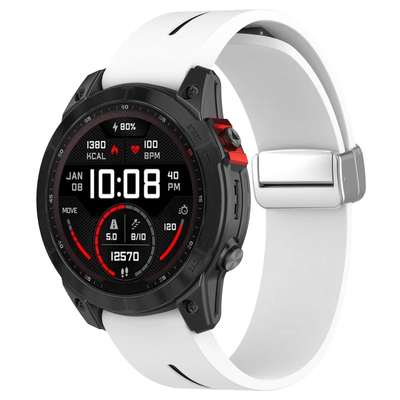 Garmin 22mm Quickfit Watch Band Dual Color Strap with Silver Buckle - Grey+White