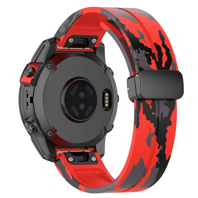 Garmin 22mm Quickfit Watch Band Black Buckle Camouflage Wriststrap - Camo Grey