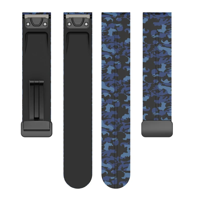 Garmin 22mm Quickfit Watch Band Black Buckle Camouflage Wriststrap - Camo Grey