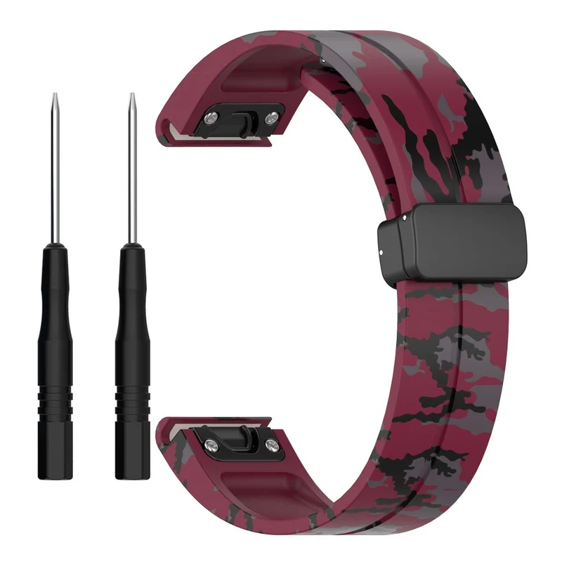 Garmin 22mm Quickfit Watch Band Black Buckle Camouflage Wriststrap - Camo Grey