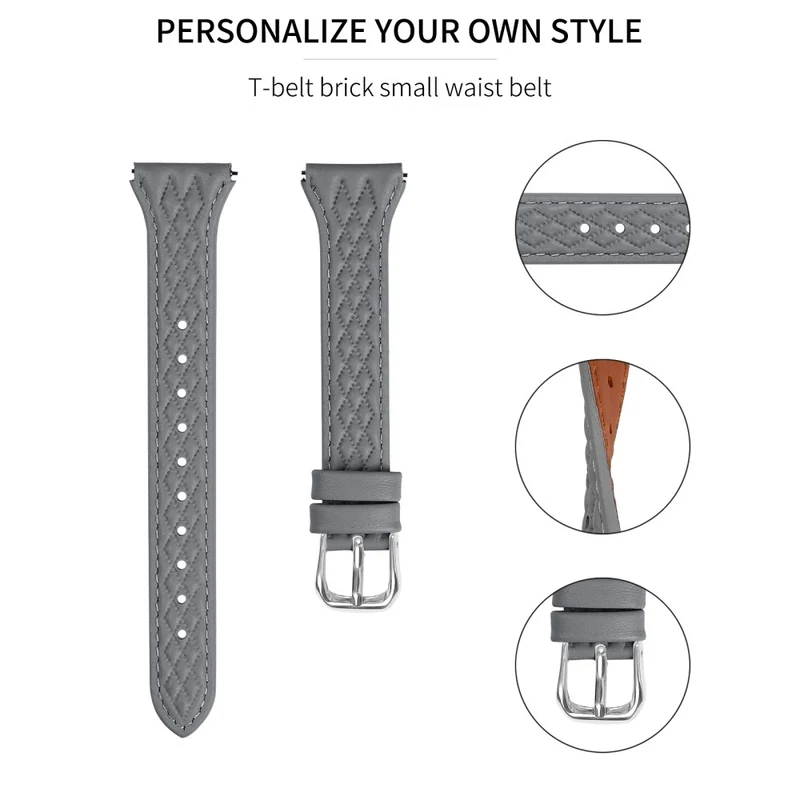 Watch Strap Huami Amazfit Cheetah Pro Rhombus Imprinted Genuine Cow Leather Band - Apricot