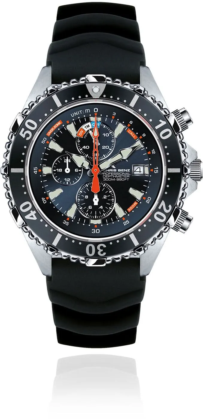 Chris Benz Depthmeter Chronograph 300M CB-C300X-NB-KBS Herrenuhr • Analoger Tiefenmesser • 300m Wasserdicht