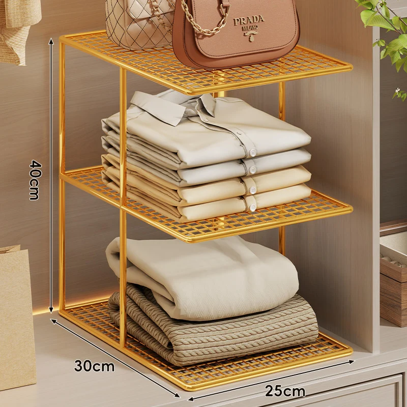 Dreifach-Tier Gitter-Mesh Kleiderschrankregal Organizer mit stapelbarem modularen Design