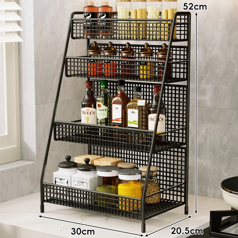 Drei-Tier-Mesh-Arbeitsplatten-Küchenorganisator-Regal für Flaschen und Gewürze