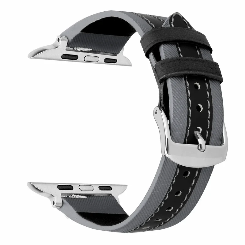 Apple Watch Slim Hybrid Lederarmband (Grau/Schwarz)