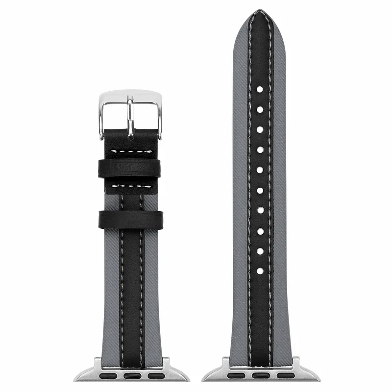 Apple Watch Slim Hybrid Lederarmband (Grau/Schwarz)