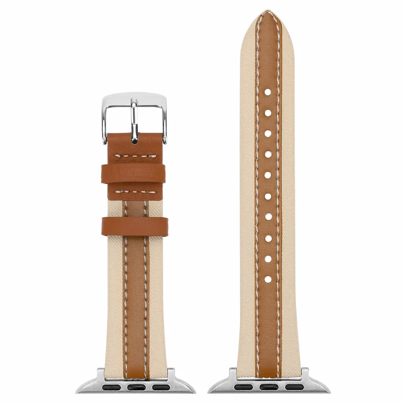 Apple Watch Slim Hybrid Lederarmband (Beige/Braun)