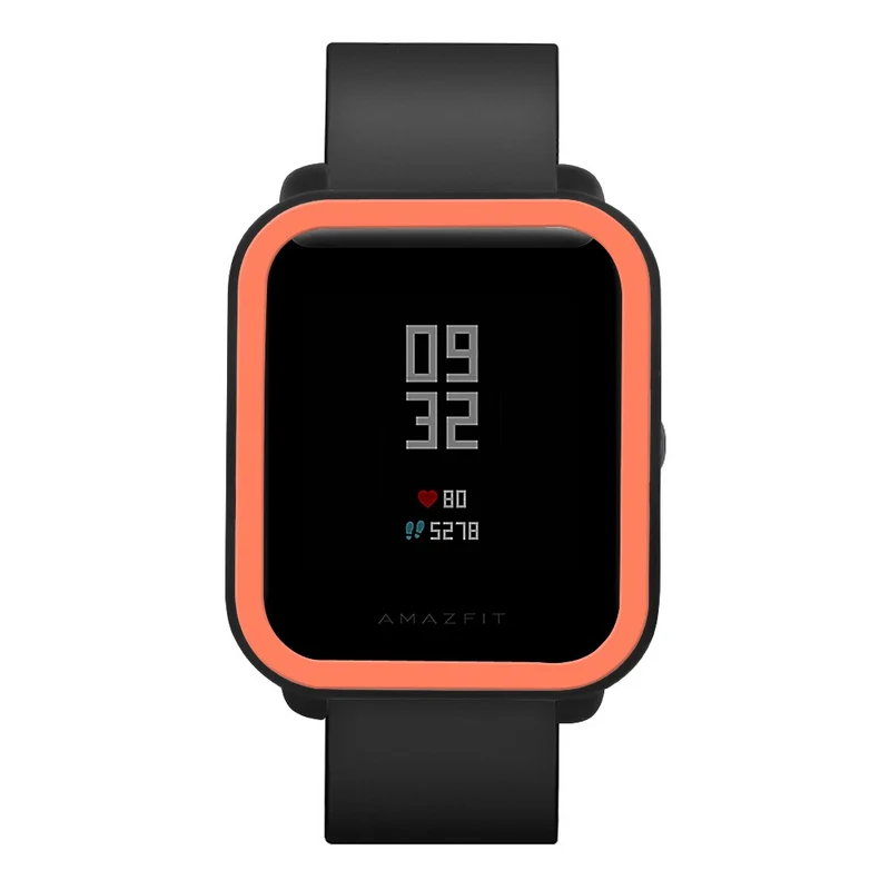 Huami Amazfit Bip / Bip Lite Protective Edge Case Dual Color Silicone Watch Cover - Black+Orange