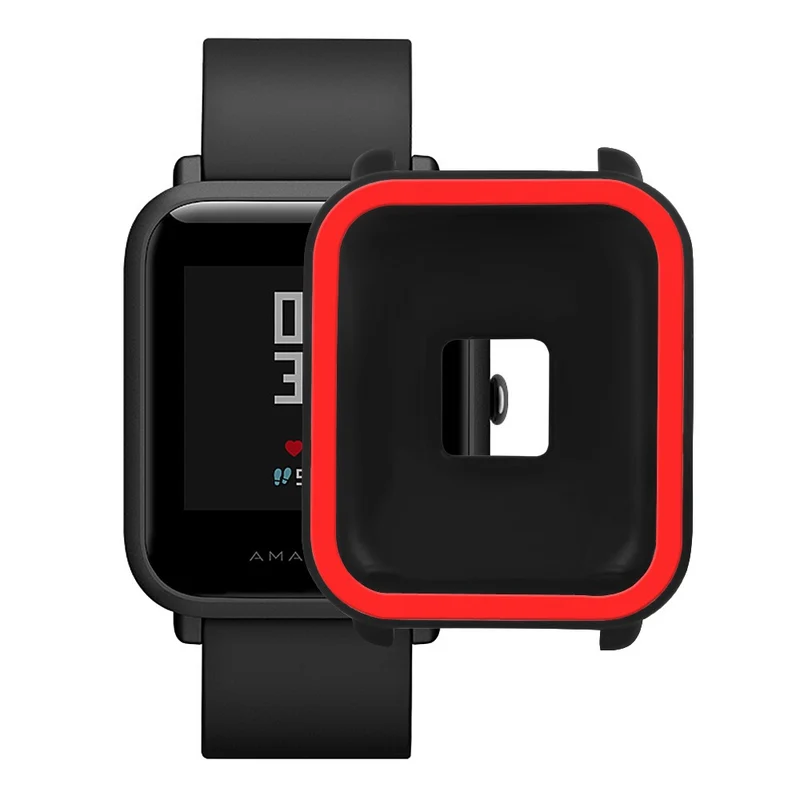 Huami Amazfit Bip / Bip Lite Protective Edge Case Dual Color Silicone Watch Cover - Black+Orange